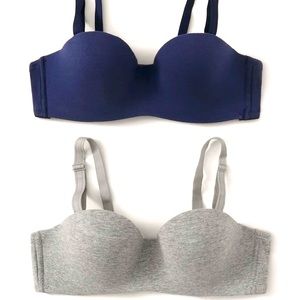 Navy Blue and Gray Bras